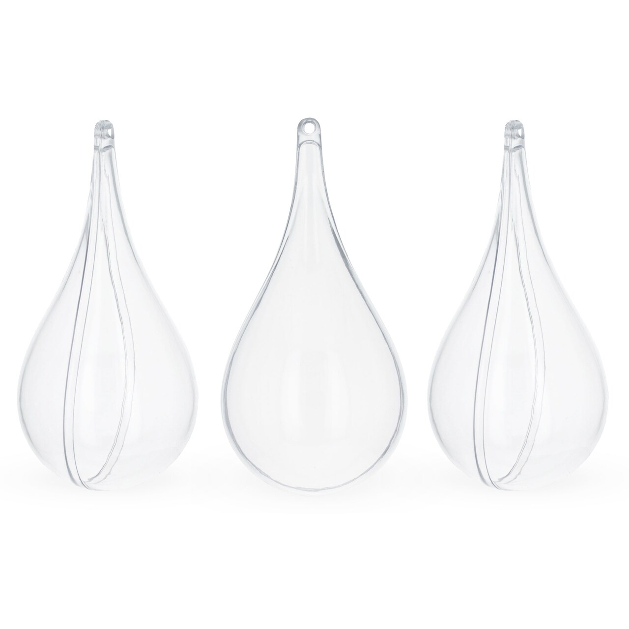 Set of 3 Clear Plastic Waterdrop Ornaments 4.3 Inches (109 mm)